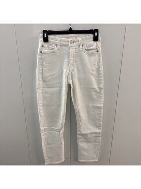 7 For All Mankind Jeans Women White 24 Kimmie Crop Mid-Rise Slim Denim Stretch